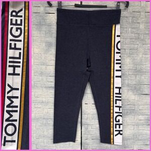 Tommy Hilfiger Navy Blue Athletic Leggings Capris with‎ Logo Tape Side S/P